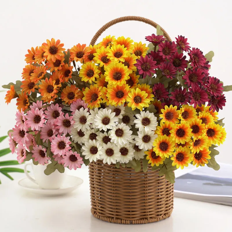 Bulk 12" Autumn Daisy Bush Shrubs Artificial Fall Plants Silk Floral for Hanging Basket Wholesale