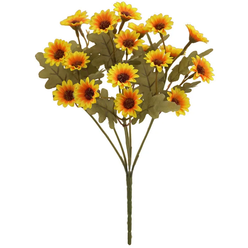 Bulk 12" Autumn Daisy Bush Shrubs Artificial Fall Plants Silk Floral for Hanging Basket Wholesale