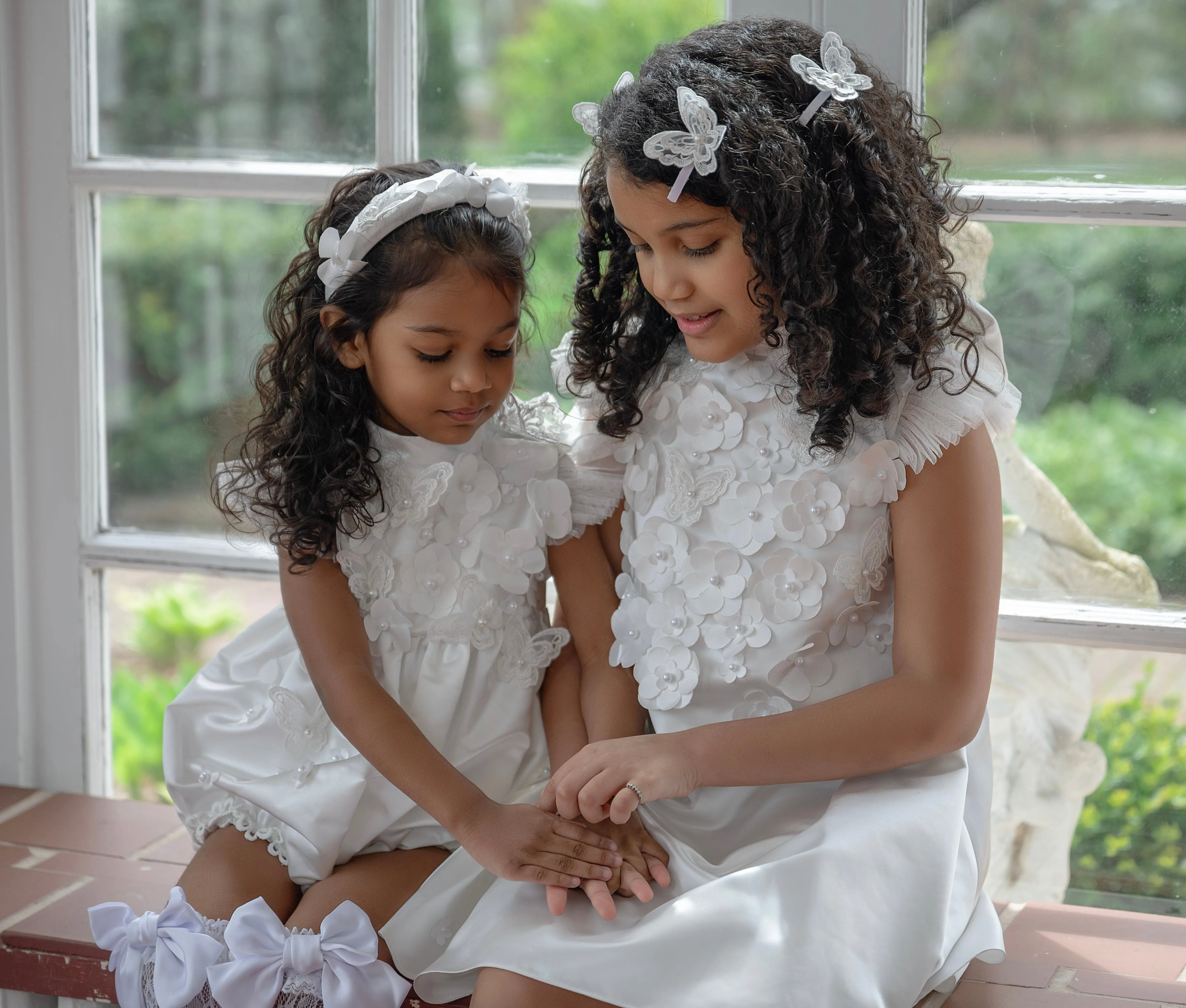 Butterfly White Satin Headband