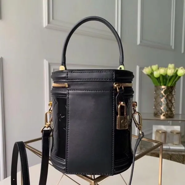 Cannes Bucket Case Top Handle Bag In Patent Leather M53997 Black 2019 Collection