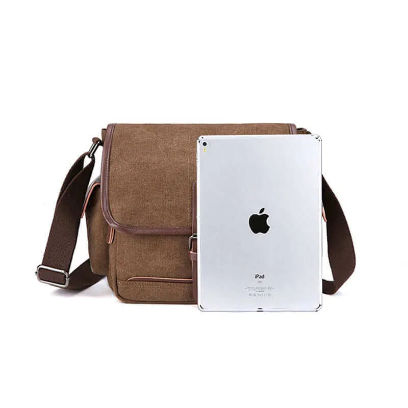 Canvas Shoulder Crossbody Bag with Belt Buckle Decoration