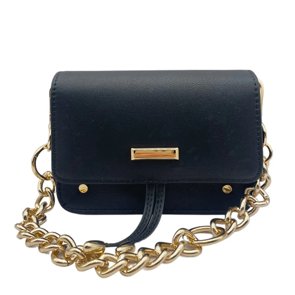 Caroline Alberta Chunky Chain Bag - Black