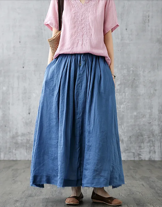 Casual Cotton Linen loose fitting Women's Skirts DZA2007301