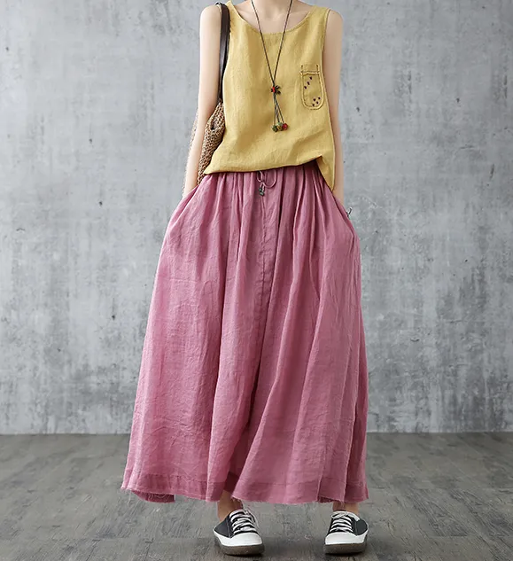 Casual Cotton Linen loose fitting Women's Skirts DZA2007301