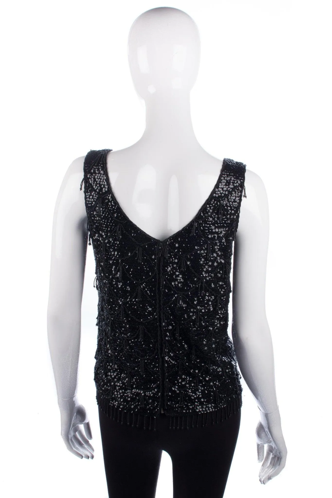 Cerimode Vintage Sequinned Sleeveless Top Black Size 36 (UK8/10)