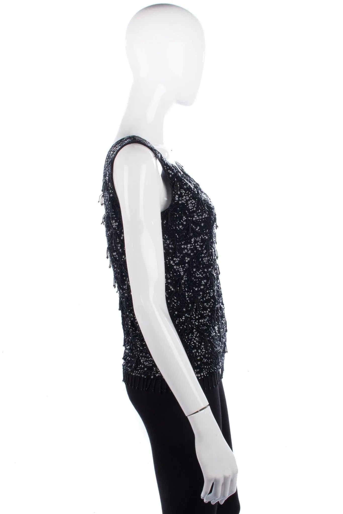 Cerimode Vintage Sequinned Sleeveless Top Black Size 36 (UK8/10)