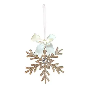 Champagne Snowflake with Bow Tree Ornaments Christmas Decoration