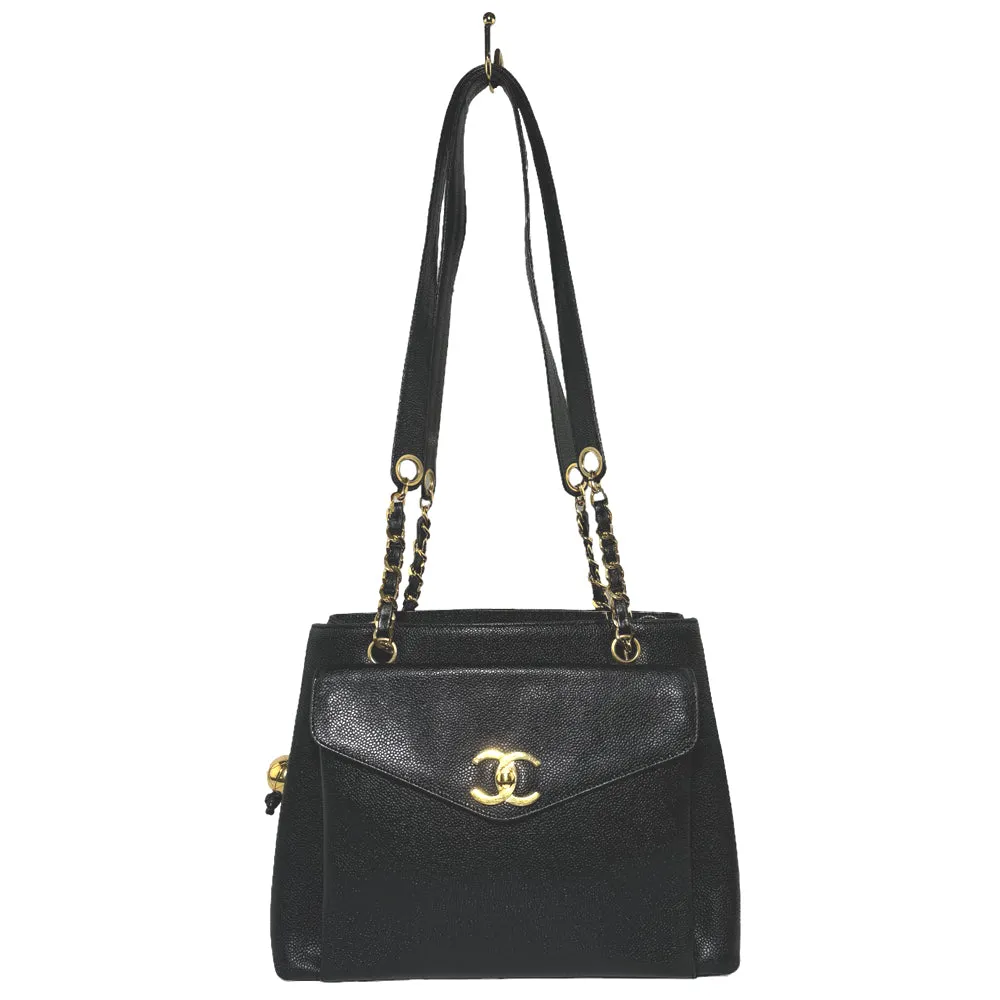 CHANEL Caviar Chain Tote Bag Series 3 LHQ308