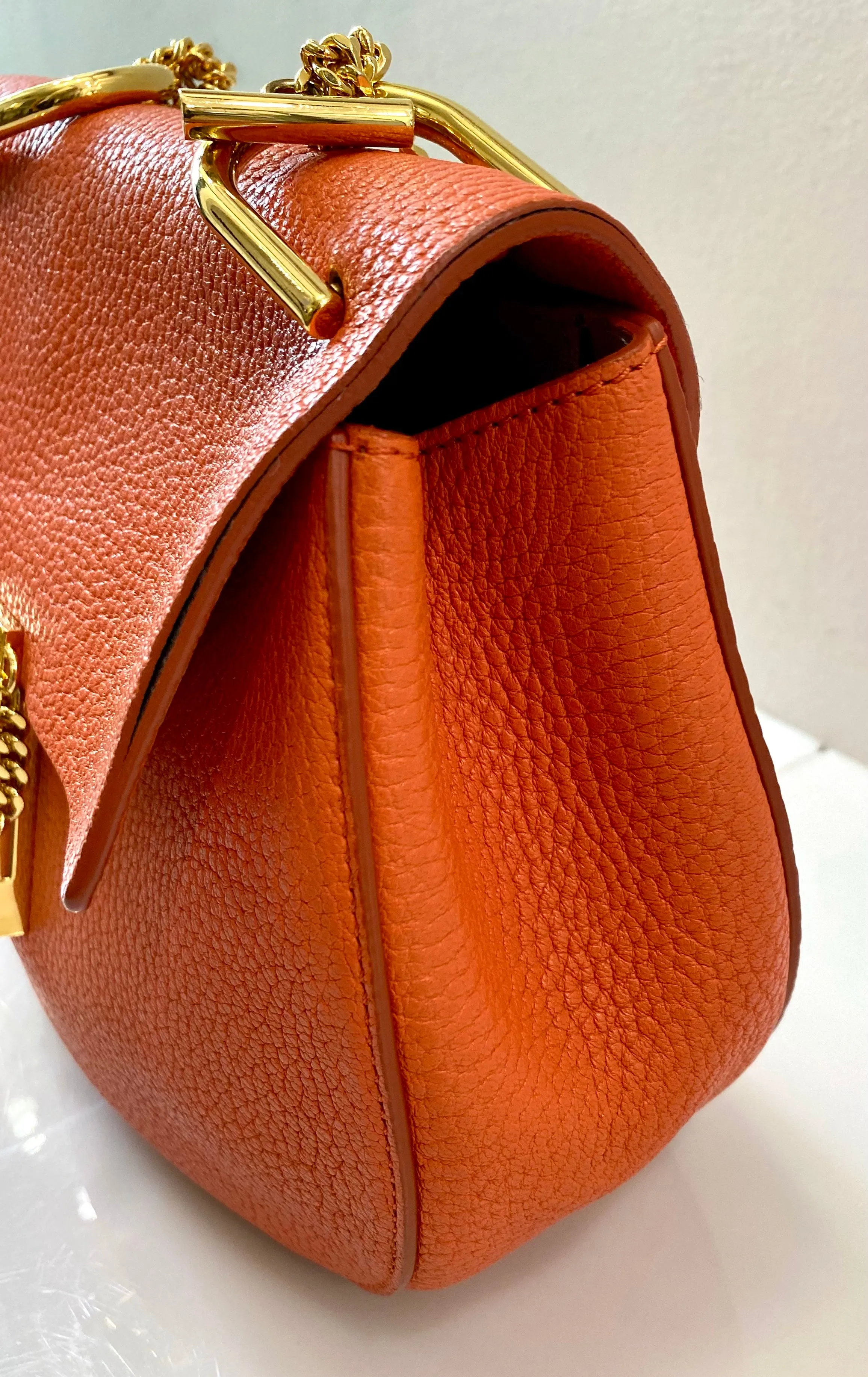 CHLOÉ GRAINED LAMBSKIN LEATHER MINI DREW SHOULDER BAG