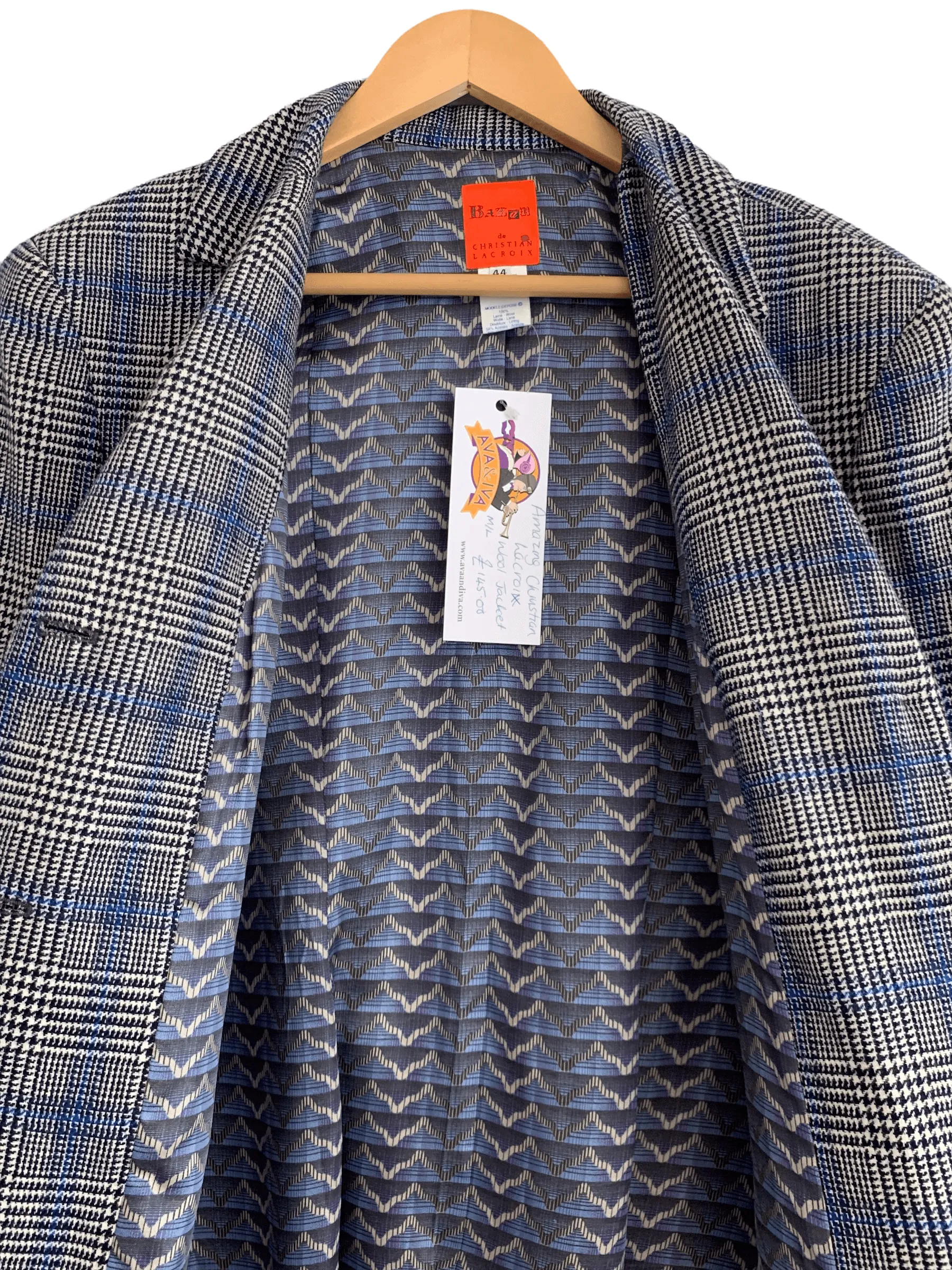 Christian Lacroix 100% Wool Single Breasted Jacket Blue F44 SIZE M/L