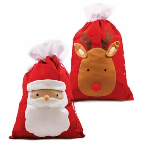 Christmas Felt Pompom Nose Sack - Assorted Festive Holiday Gift Bag Storage Decoration