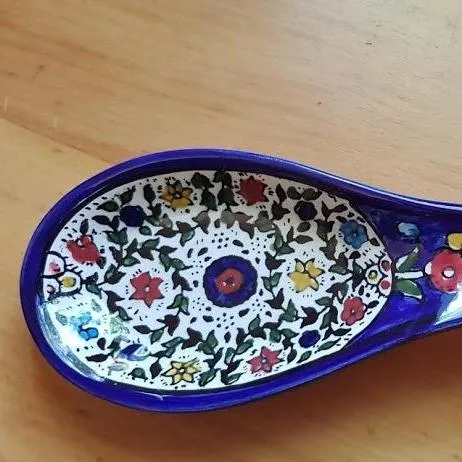 Christmas Gifts, Hanukkah Gifts. Spoon rest Armenian ceramic serving or wall decoration.