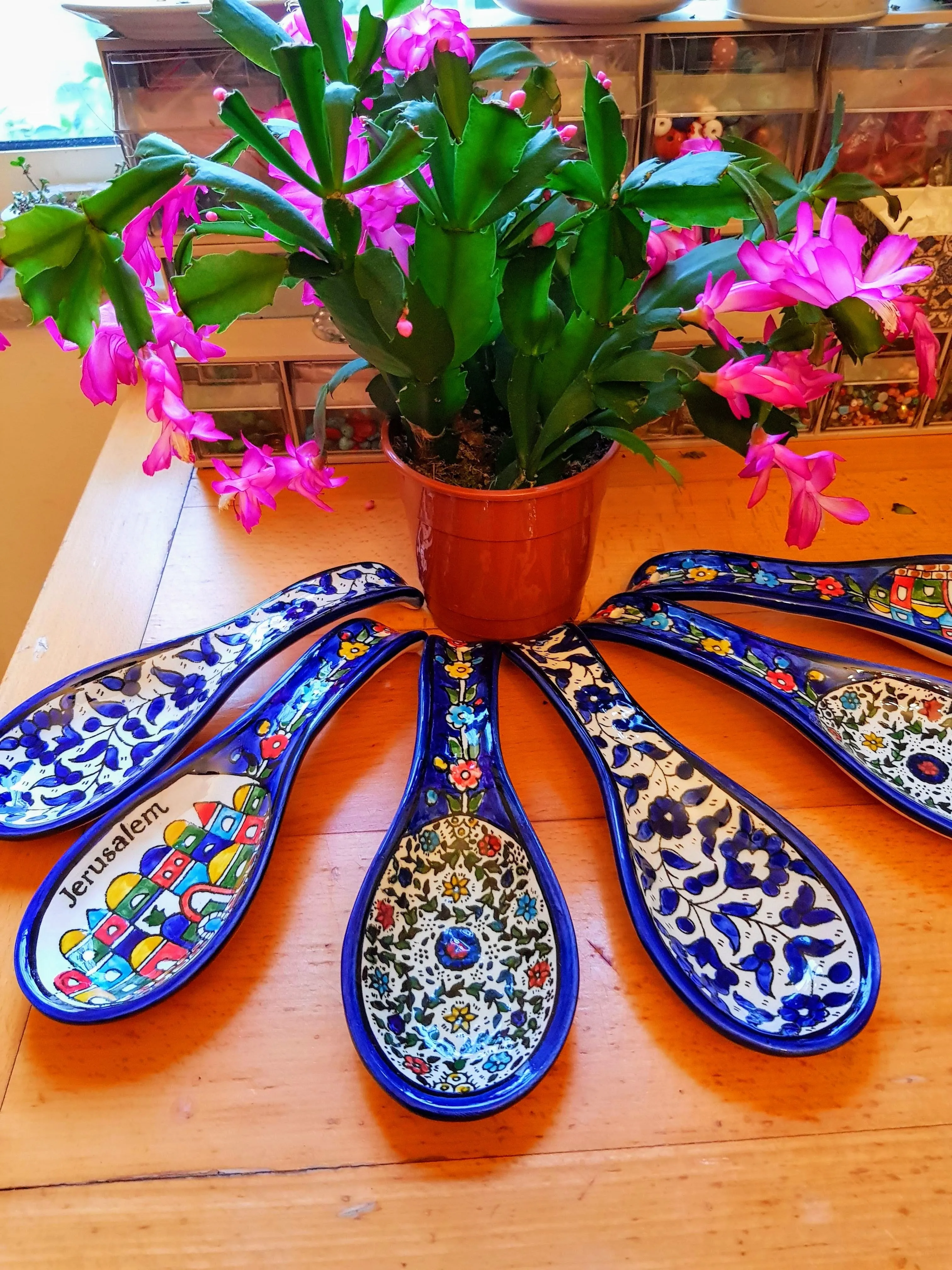 Christmas Gifts, Hanukkah Gifts. Spoon rest Armenian ceramic serving or wall decoration.