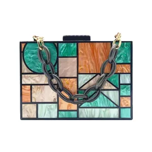 Cirmation Luxury Acrylic Evening Bag - Patchwork Crossbody