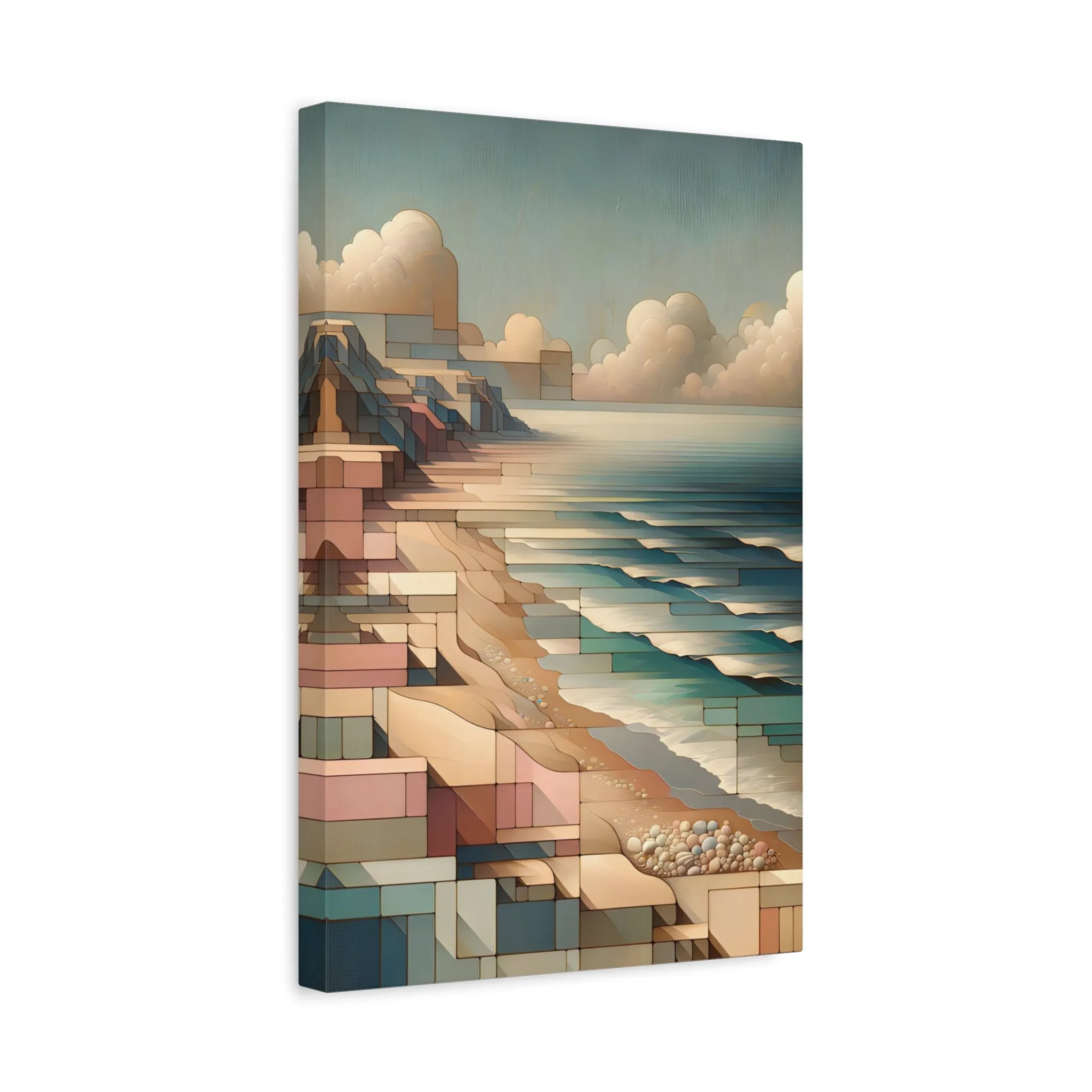 Coastal Cubism: Tranquil Seaside Harmony - canvas