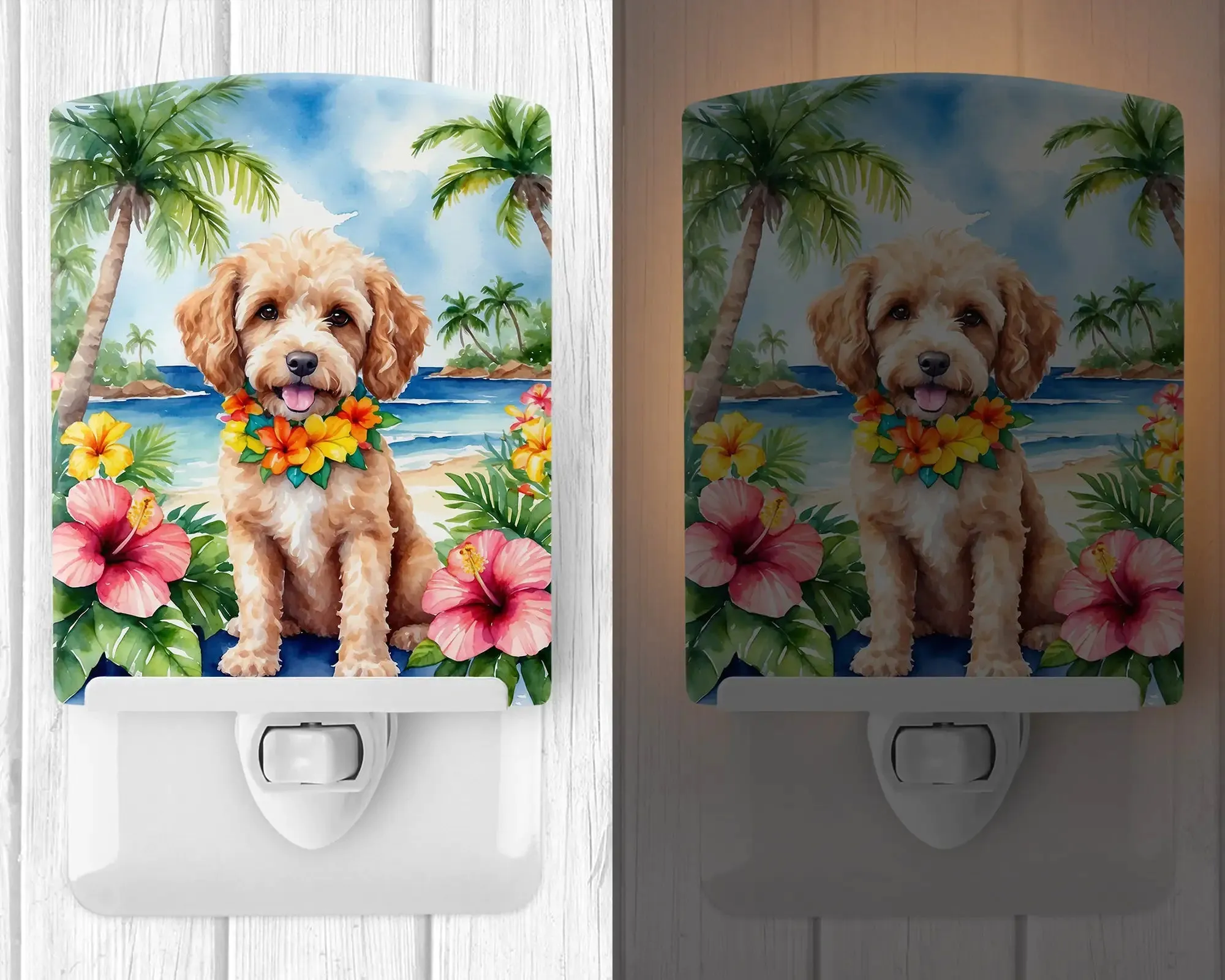 Cockapoo Luau Ceramic Night Light