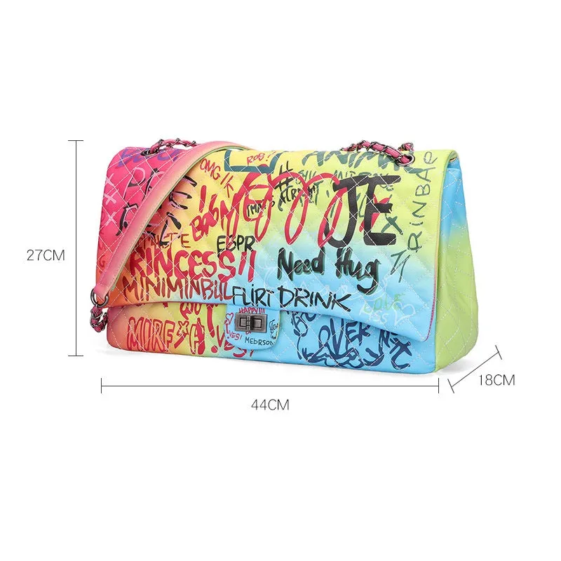 Colorful Graffiti Chain Handbag