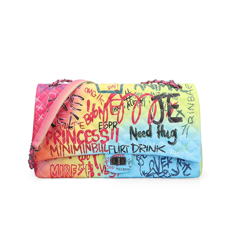 Colorful Graffiti Chain Handbag