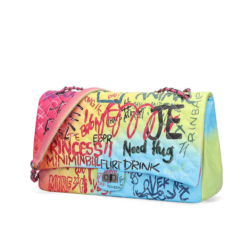 Colorful Graffiti Chain Handbag