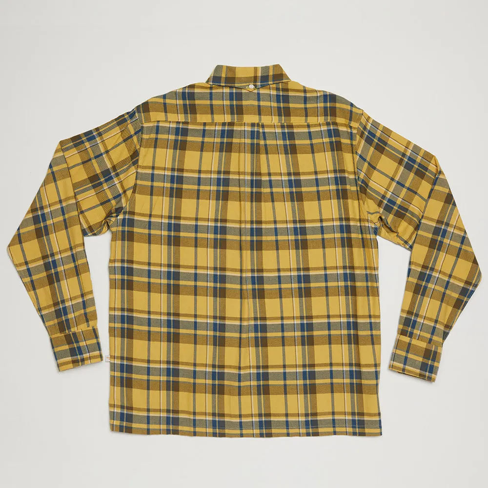 Convertible Collar Button-down Shirt (Yellow x Navy)