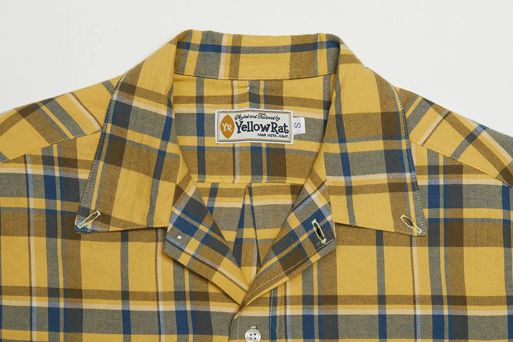 Convertible Collar Button-down Shirt (Yellow x Navy)