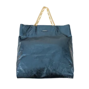 Crinkle Lambskin Tote With Chain