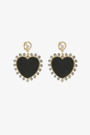 Crystal Decrotion Heart Drop Earrings