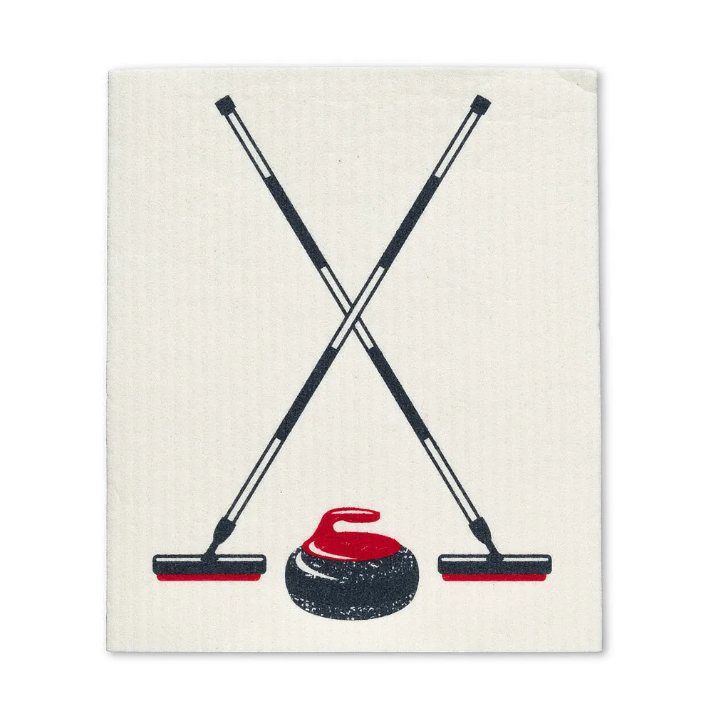 Curling Rock and Brooms Swedish Dishcloths