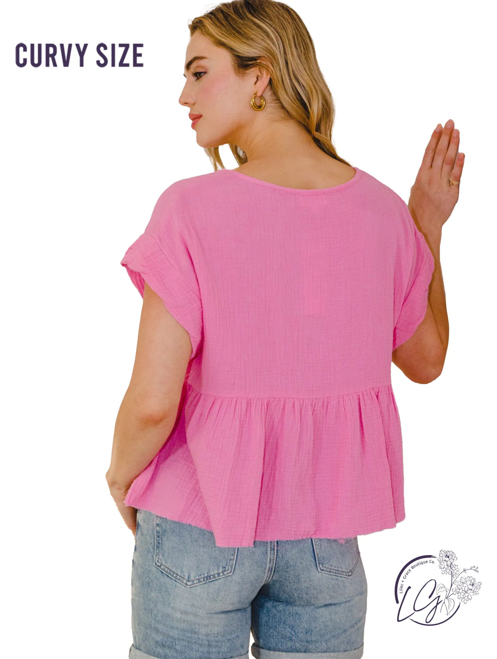 Curvy Prairie Days Short Sleeve Blouse