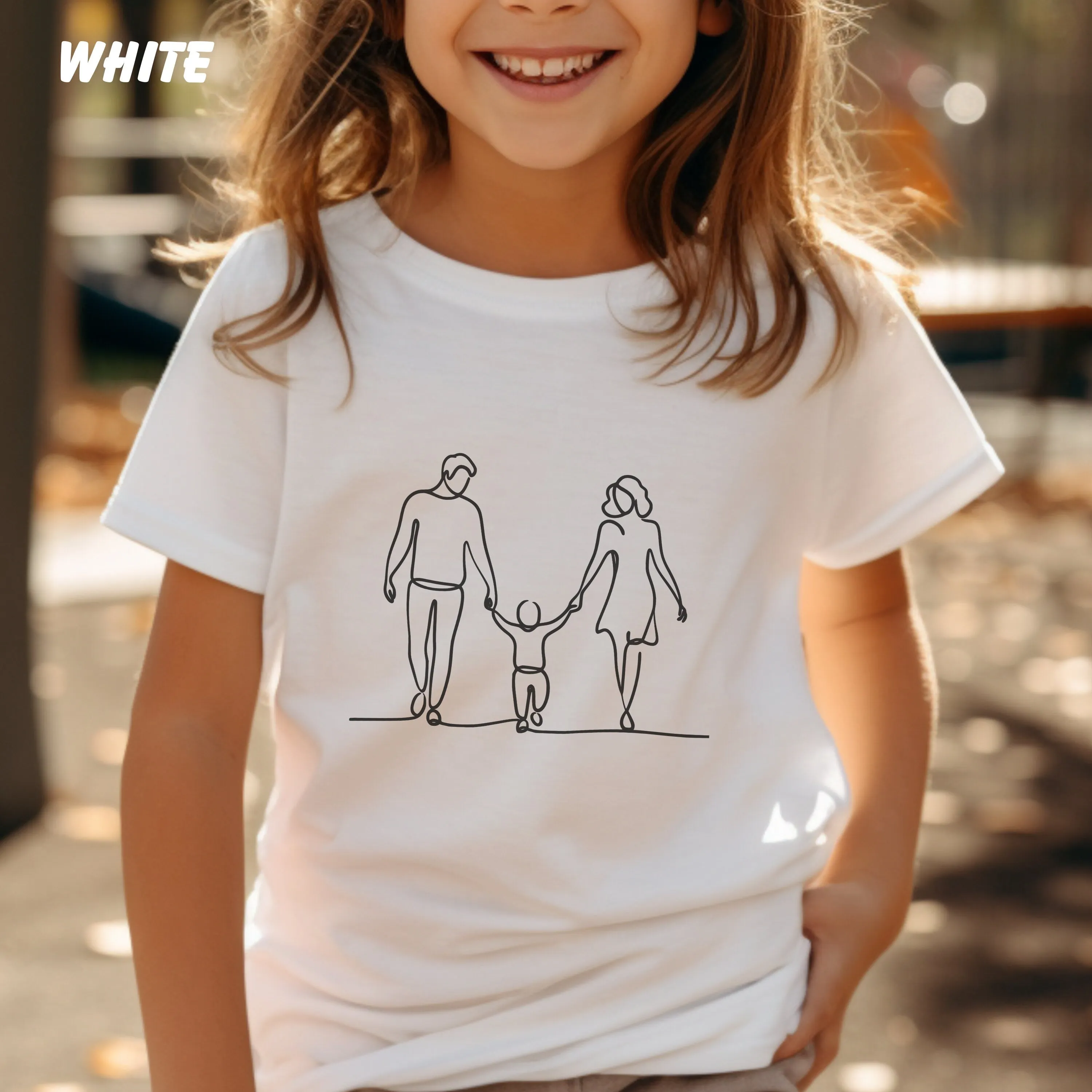 Custom Family of 3 Family Line Art T-Shirt, Line Art Photo Shirt, Birthday Gift, Custom Portrait, Photo Outline Tee For Father's Day Gift