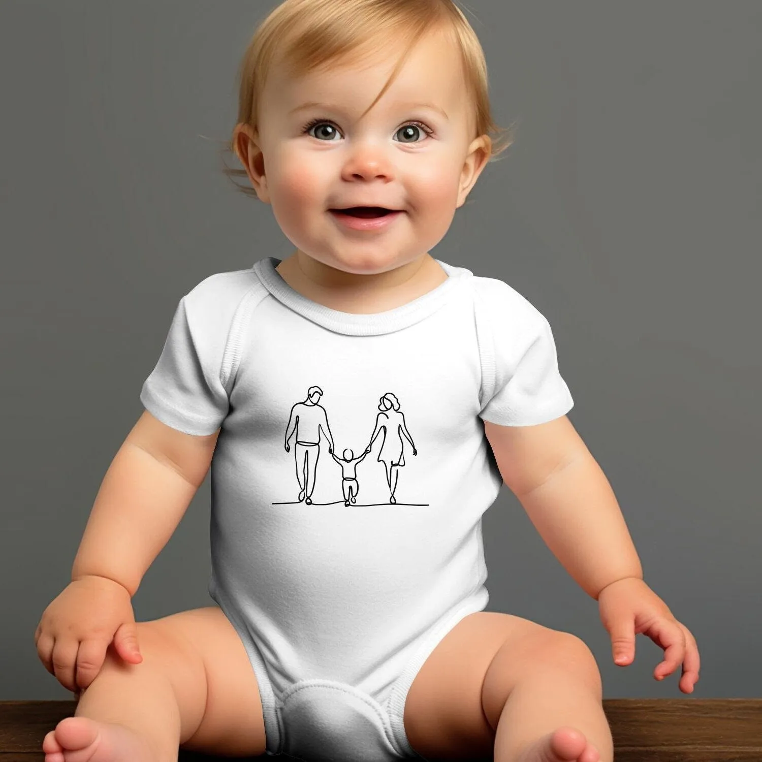 Custom Family of 3 Family Line Art T-Shirt, Line Art Photo Shirt, Birthday Gift, Custom Portrait, Photo Outline Tee For Father's Day Gift