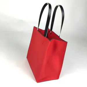 Cute Womens Red Leather Tote Bag Best Tote Handbag Small Shopper Bag Purse for Ladies