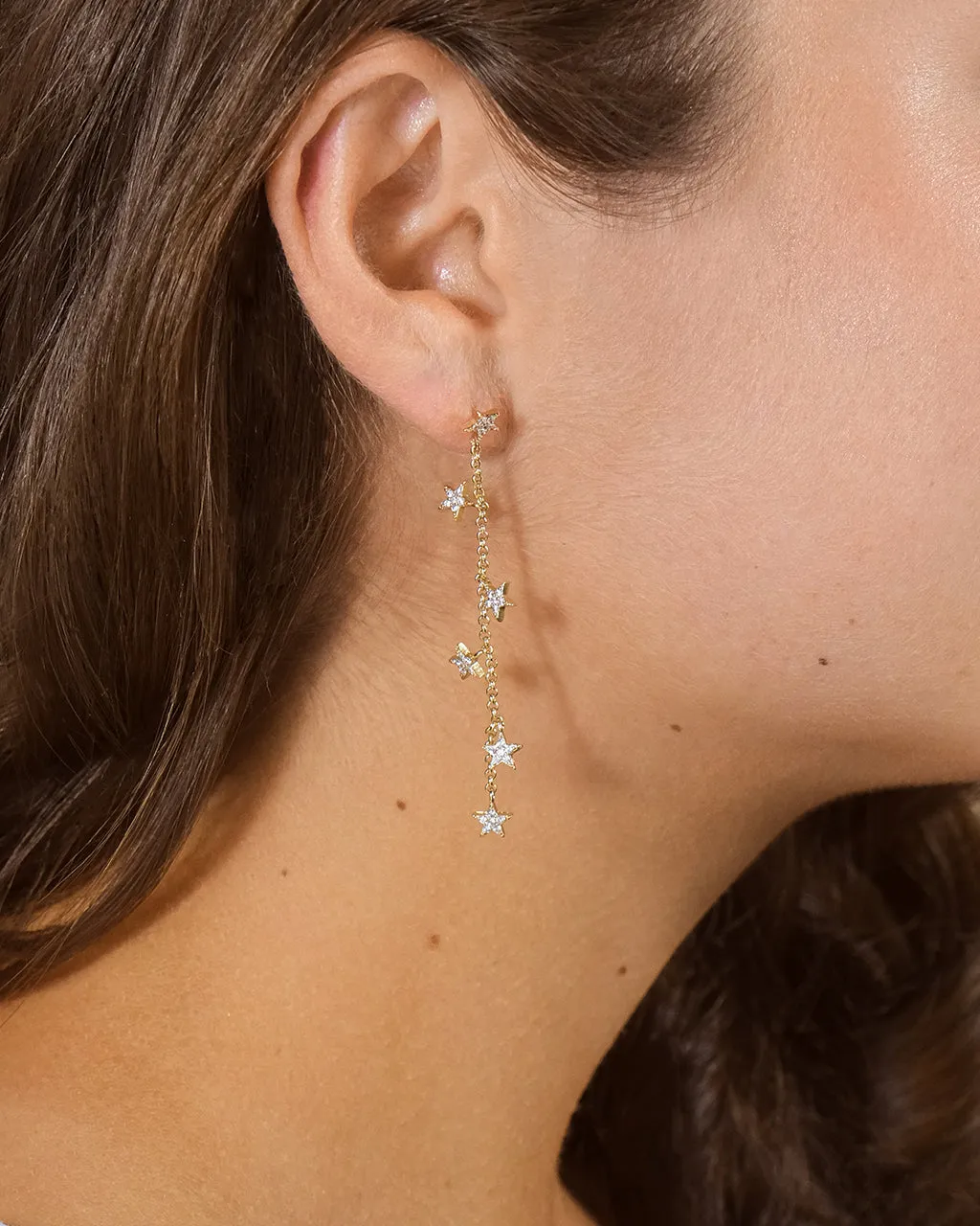 CZ Star Drop Earrings