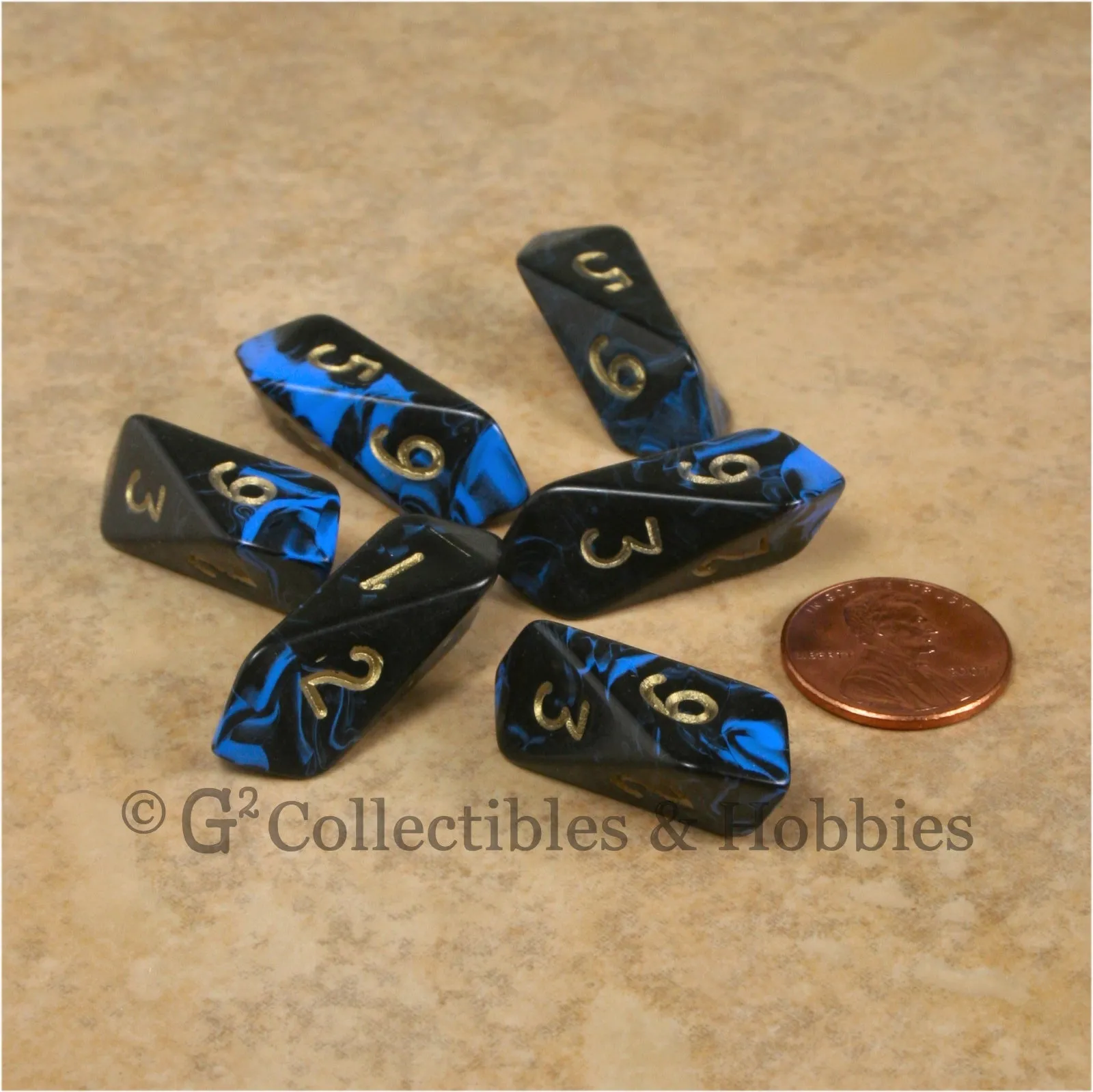 D6 Crystal Oblivion Dice 6pc Set - Blue