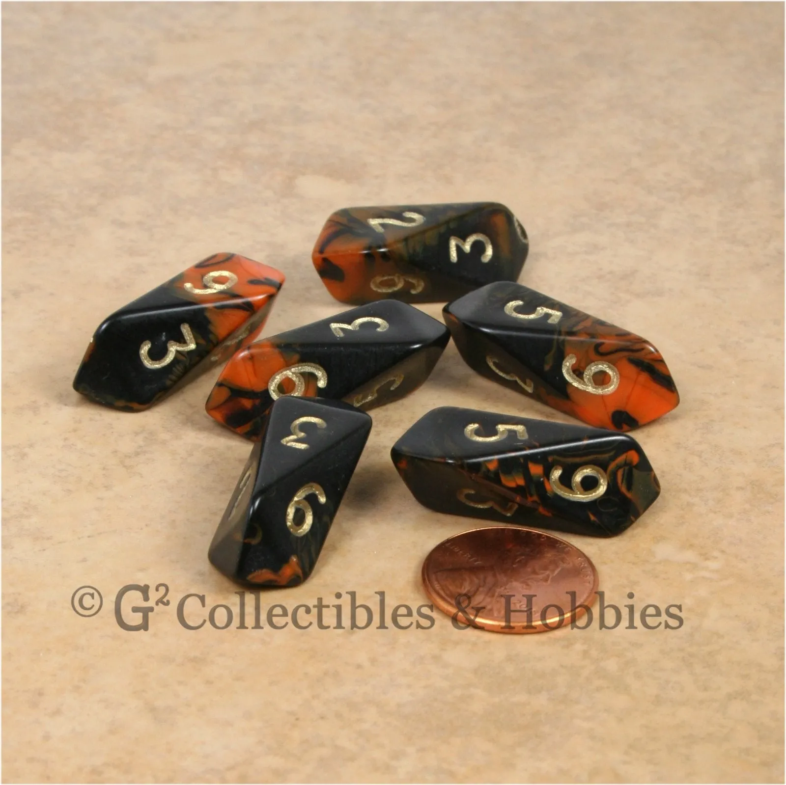 D6 Crystal Oblivion Dice 6pc Set - Orange