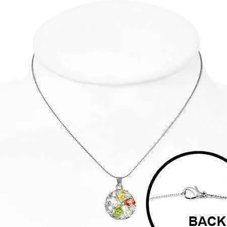 Daisy Cubic Zirconia Flower Pendant Necklace