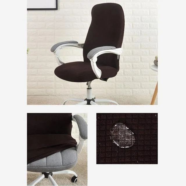 Dark Brown Jacquard Office Chair Cover