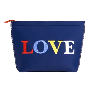 DARK NAVY LOVE EMBROIDERY  - SKIPPER POUCH