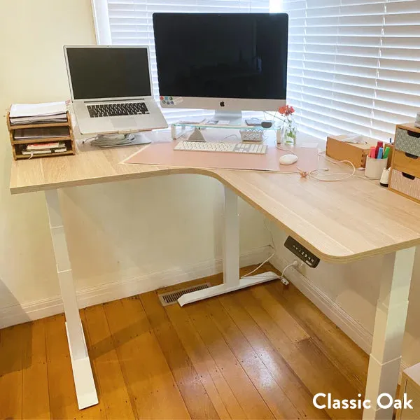 Desky L-Shape Melamine Sit Stand Desk