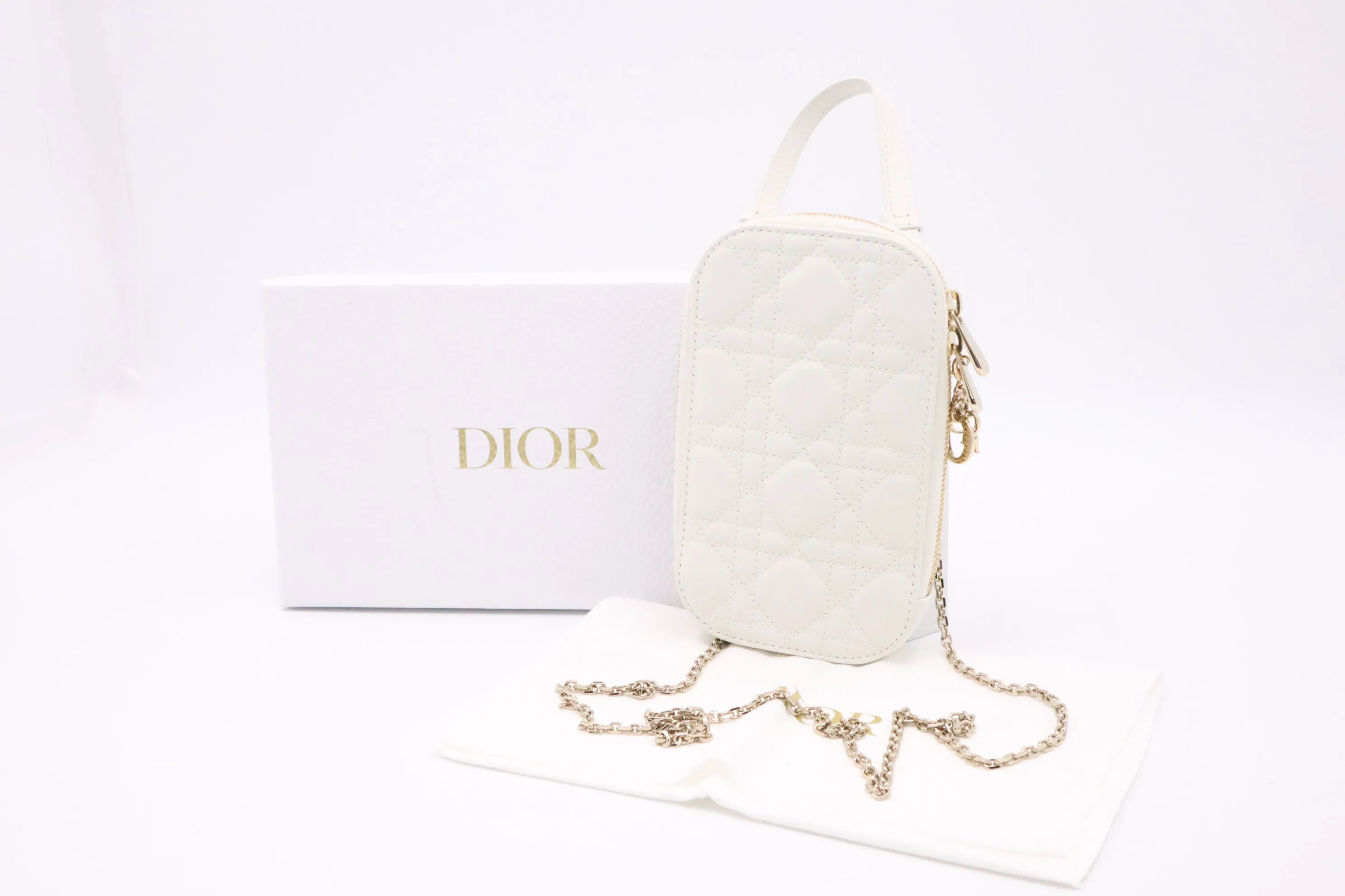 Dior Call'in Dior Phone Holder in White Leather