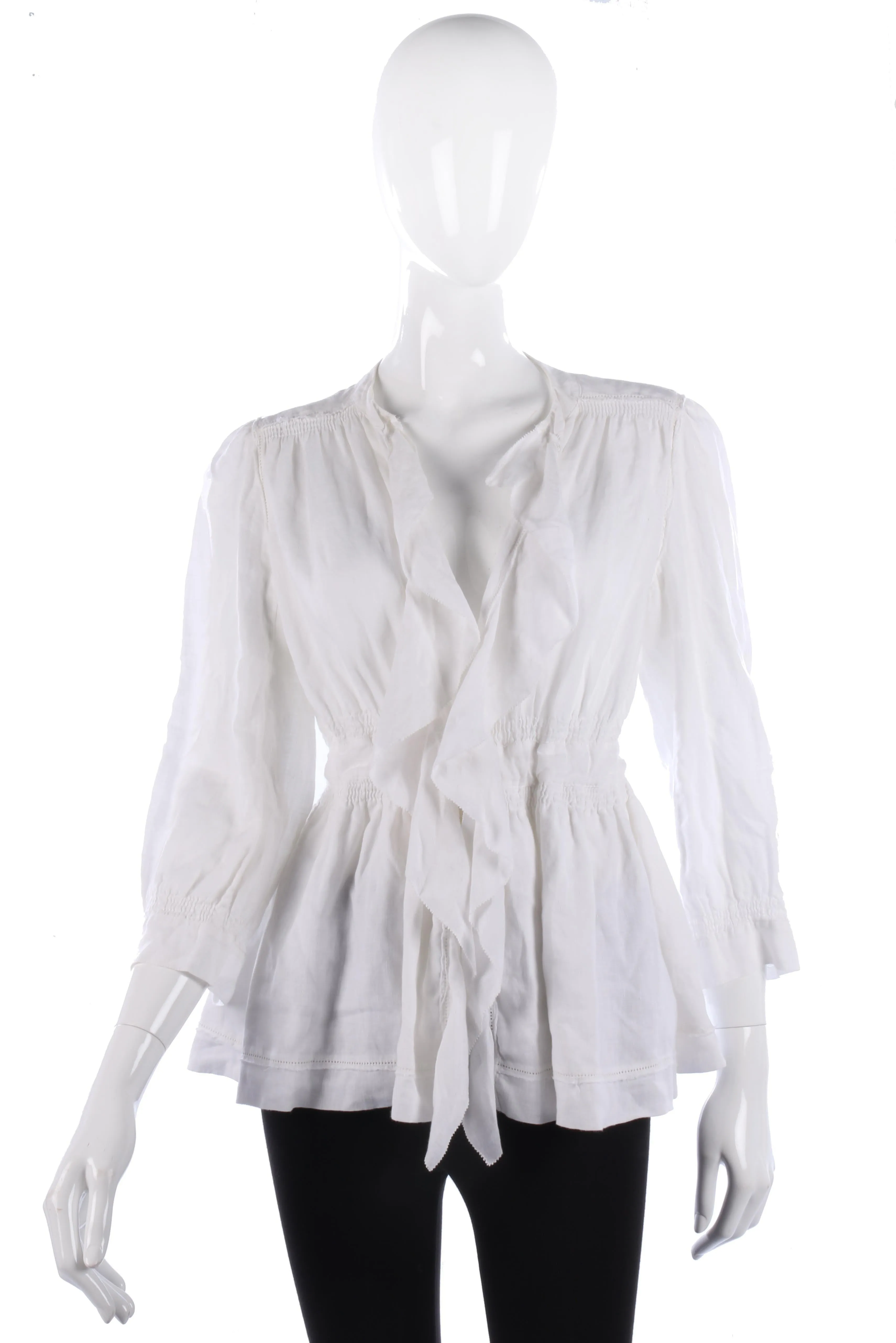 DKNY Jacket White Linen with Tie Waist Size 8 (M)