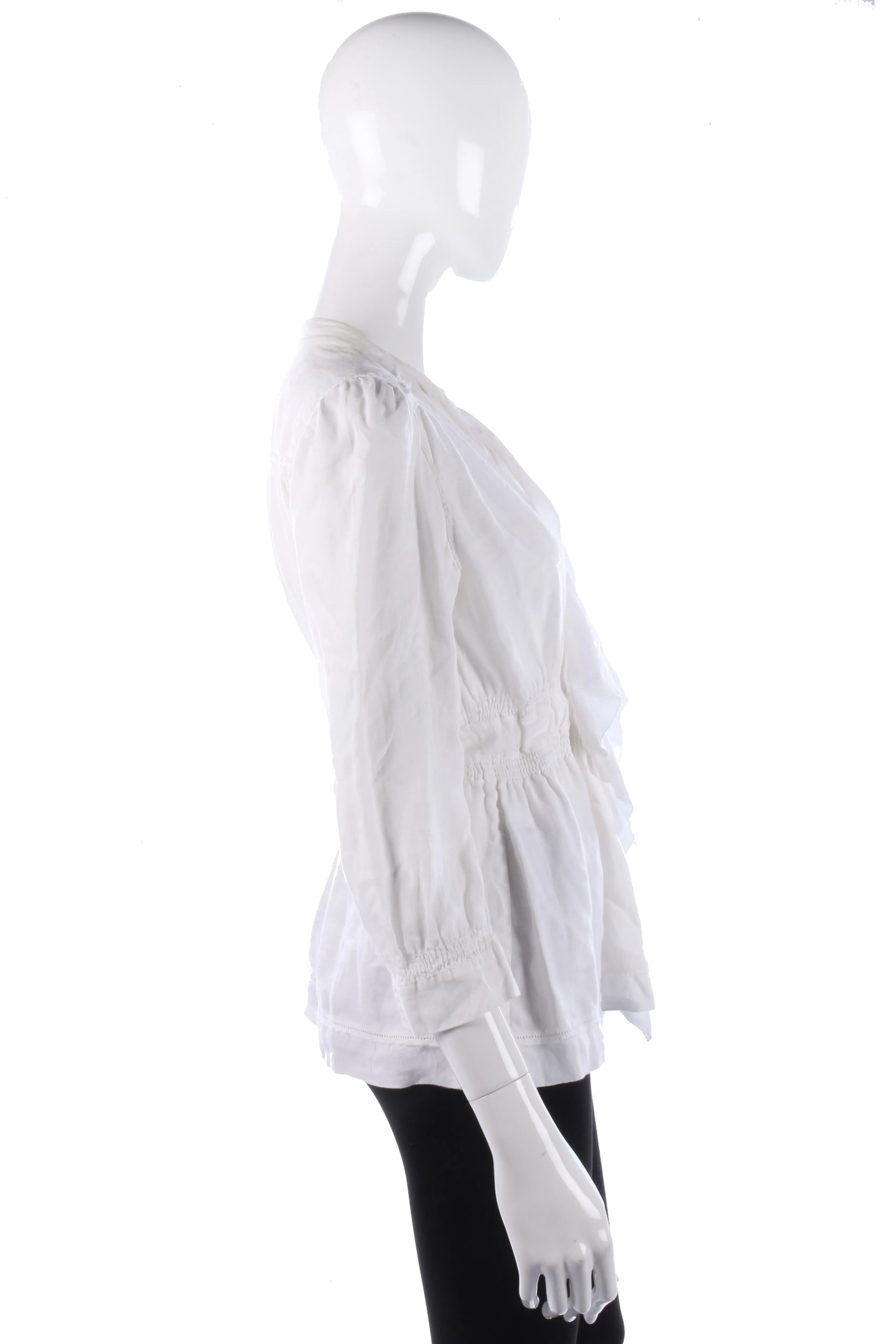 DKNY Jacket White Linen with Tie Waist Size 8 (M)