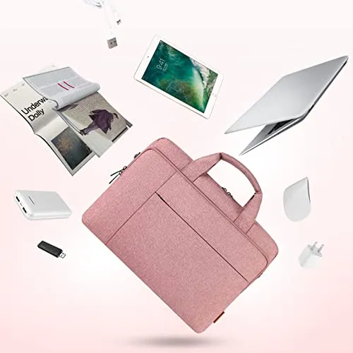 DOMISO 17.3 inch Laptop Bag Business Briefcase Water-resistant Notebook Messenger Shoulder Bag for 17.3" Macbook Pro 17/Inspiron/MSI GS73VR Stealth Pro/IdeaPad/Envy/ROG,Pink