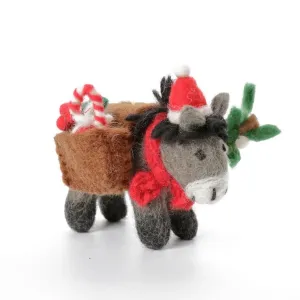 Donkey with Panniers Christmas Felt Hanging Decoration by Amica