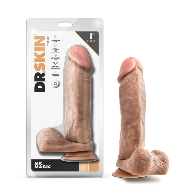 Dr. Skin Mr. Magic 9 in. Dildo with Balls Beige