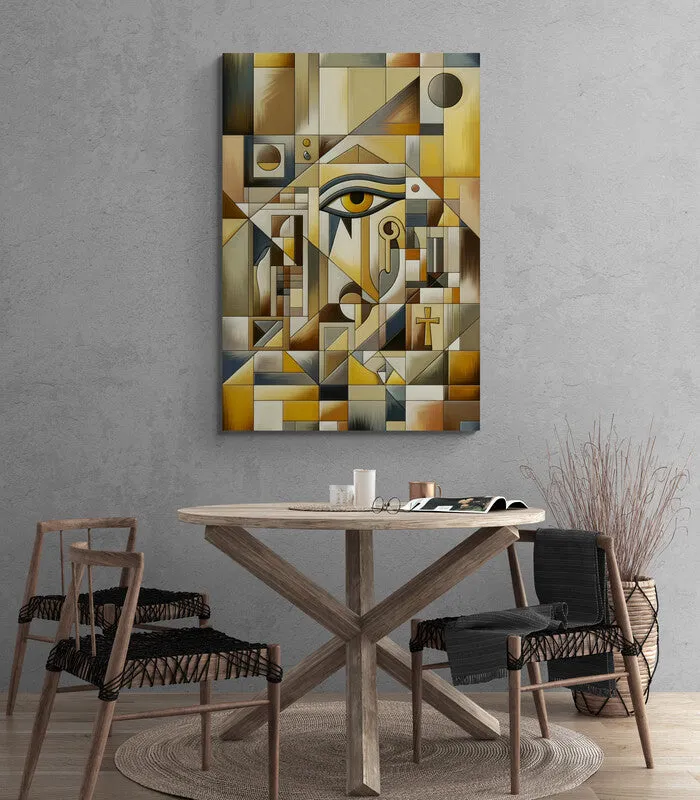 Egyptian Elegance Unveiled: Cubist Wall Art Print - canvas