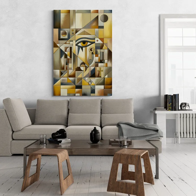 Egyptian Elegance Unveiled: Cubist Wall Art Print - canvas