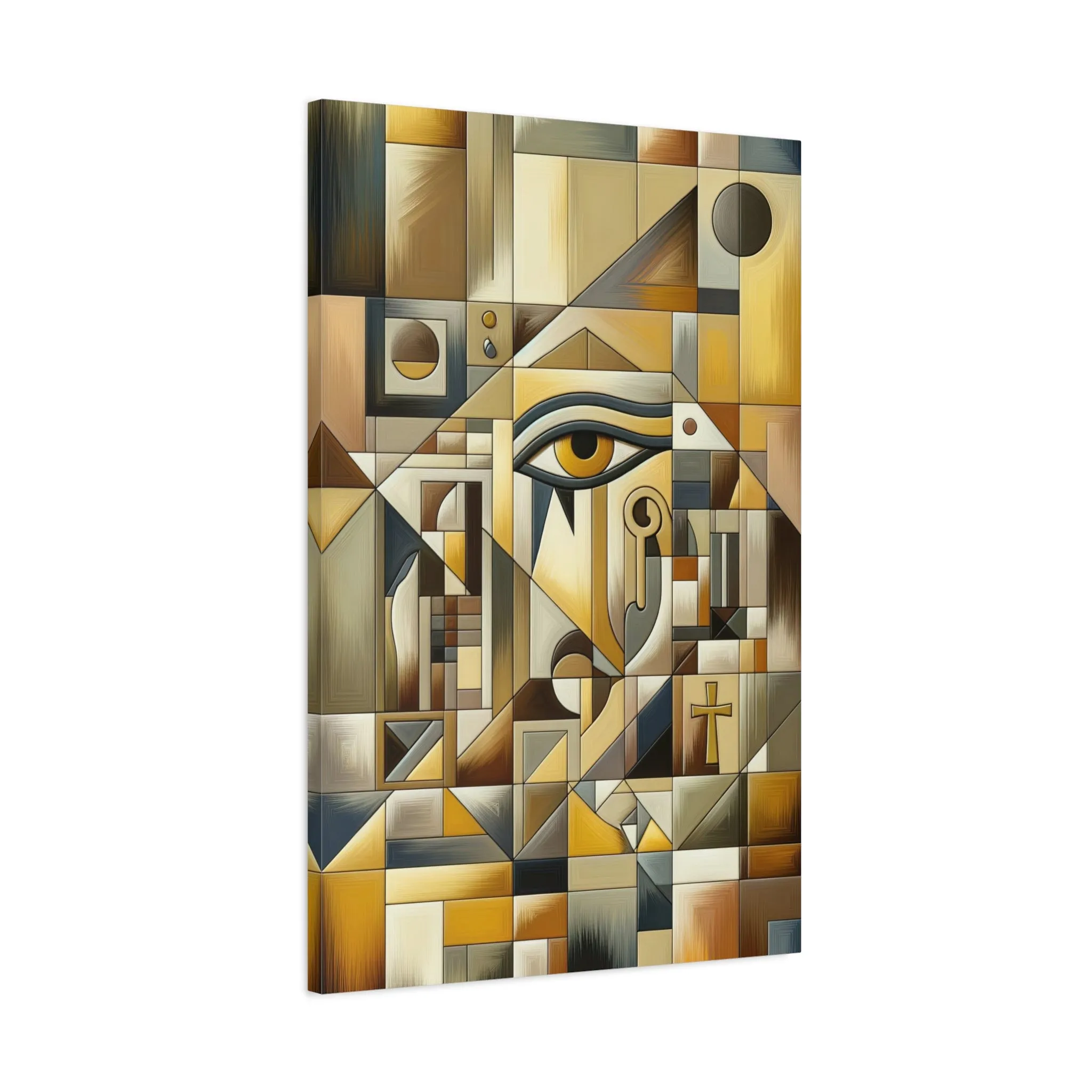 Egyptian Elegance Unveiled: Cubist Wall Art Print - canvas