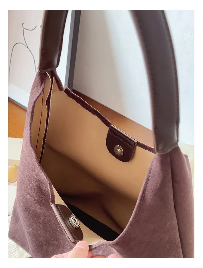 Elena Handbags Simple Suede Tote Bag