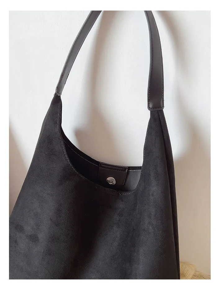 Elena Handbags Simple Suede Tote Bag